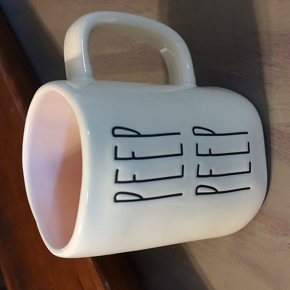 Rae Dunn PEEP PEEP Easter Mug Pink Interior New